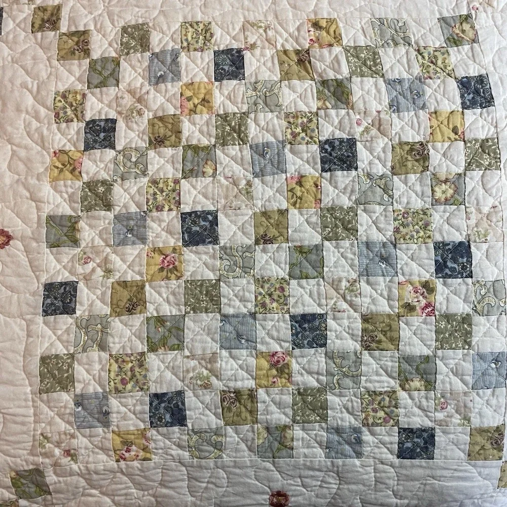 Vtg WestPoint Quilted‎ Coverlet 2 Standard Pillow Shams Full Double Size Cottage